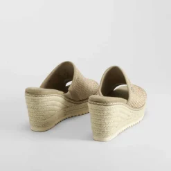 Outlet Sandalia cuña pala rafia taupe Mujer Sandalias Cuña