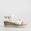 Discount Sandalia cuña tiras blanca Mujer Sandalias Cuña