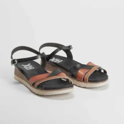 New Sandalia cuña tiras negro REFRESH Mujer Sandalias Cuña