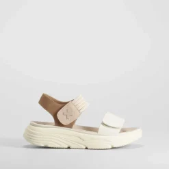 Clearance Sandalia cuña tiras perfos beige Mujer Sandalias Cuña