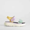 Sandalia cuña tiras perfos multicolor Mujer Sandalias Cuña|Sandalias Planas