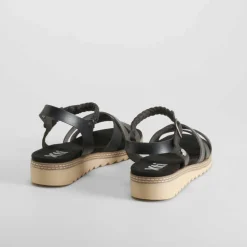 Sandalia cuña tiras suela sierra negra Mujer Sandalias Cuña