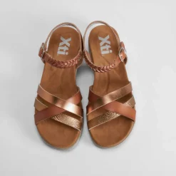 Hot Sandalia cuña tiras suela sierra camel Mujer Sandalias Cuña