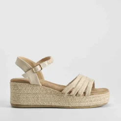 Best Sandalia cuña yute beige Mujer Sandalias Cuña