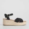 Best Sandalia cuña yute cruzada negra Mujer Sandalias Cuña
