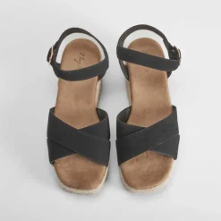 Best Sandalia cuña yute cruzada negra Mujer Sandalias Cuña