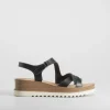 New Sandalia de cuña color negro Mujer Sandalias Cuña