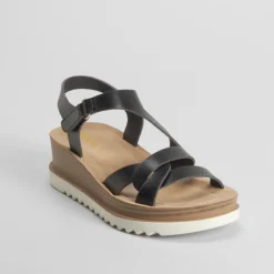 New Sandalia de cuña color negro Mujer Sandalias Cuña