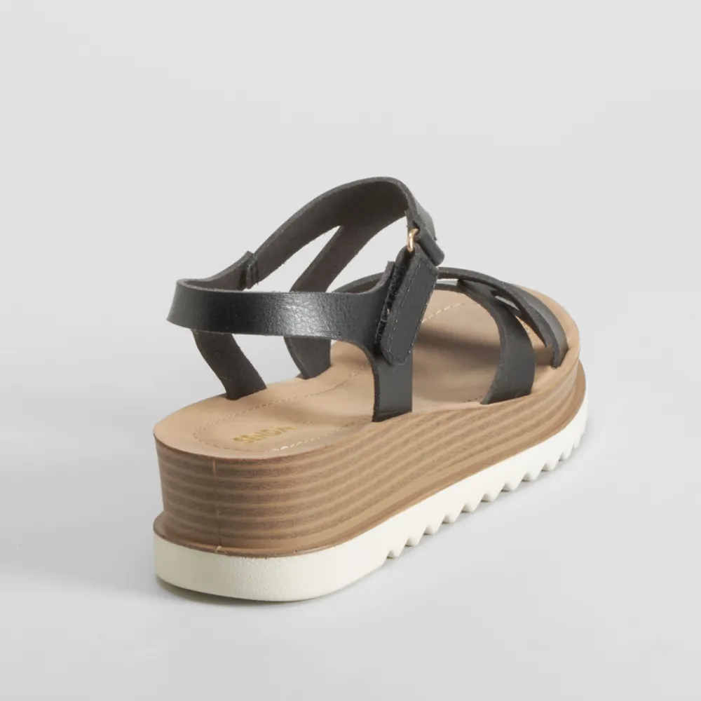 New Sandalia de cuña color negro Mujer Sandalias Cuña