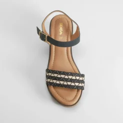 Outlet Sandalia de cuña madera negra Mujer Sandalias Cuña