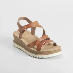 Outlet Sandalia de cuña marrón Mujer Sandalias Cuña