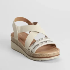 Clearance Sandalia de cuña rafia blanca Mujer Sandalias Cuña