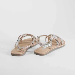Outlet Sandalia de piel cruce trenzada plata OH GIRL Sandalias