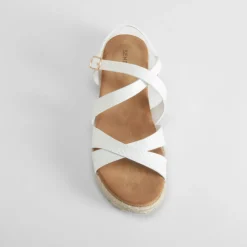 Online Sandalia de yute blanca Mujer Sandalias Planas|Espartos