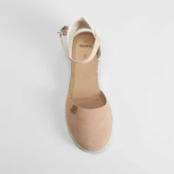 Clearance Sandalia de yute de cuña piel rosa palo Mujer Espartos|Sandalias Cuña