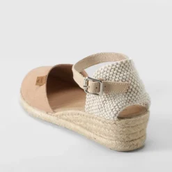 Clearance Sandalia de yute de cuña piel rosa palo Mujer Espartos|Sandalias Cuña