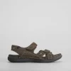 Clearance Sandalia deportiva de piel marrón WALK & FLY Hombre Sandalias