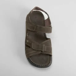 Clearance Sandalia deportiva de piel marrón WALK & FLY Hombre Sandalias