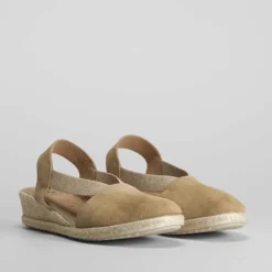 New Sandalia esparto piel elástico dorado Mujer Espartos|Sandalias Confort