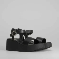 Best Sandalia monocolor cuña negra Mujer Sandalias Cuña