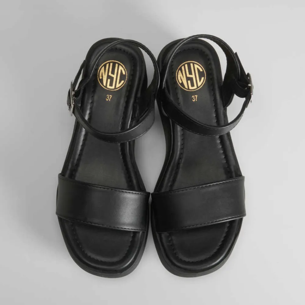 Best Sandalia monocolor cuña negra Mujer Sandalias Cuña