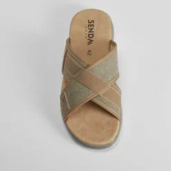 Sandalia pala cruzada acolchada taupe Hombre Sandalias