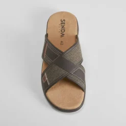 Clearance Sandalia pala cruzada acolchada marrón Hombre Sandalias