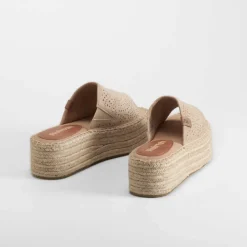 Online Sandalia pala perfos beige Mujer Sandalias Planas