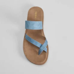 Sale Sandalia plana esclava azul Mujer Sandalias Planas