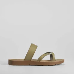 Outlet Sandalia plana esclava kaki Mujer Sandalias Planas