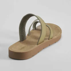 Outlet Sandalia plana esclava kaki Mujer Sandalias Planas