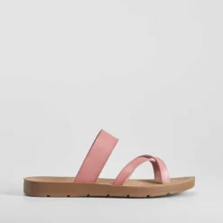 Hot Sandalia plana esclava rosa Mujer Sandalias Planas