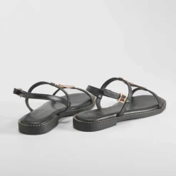 Best Sandalia plana metales negro PICCOLA PIU Mujer Sandalias Planas