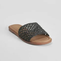 Clearance Sandalia plana plana trenzada negra PICCOLA PIU Mujer Sandalias Planas