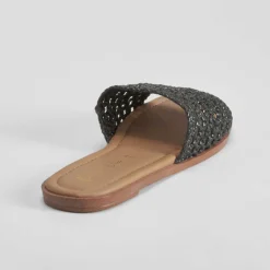 Clearance Sandalia plana plana trenzada negra PICCOLA PIU Mujer Sandalias Planas