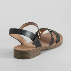 Best Sandalia plana tachuelas negra Mujer Sandalias Planas