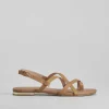 New Sandalia plana tiras camel PICCOLA PIU Mujer Sandalias Planas