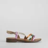 Hot Sandalia plana tiras metalizado multicolor Mujer Sandalias Planas