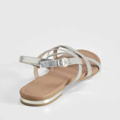 Best Sandalia plana tiras plata PICCOLA PIU Mujer Sandalias Planas