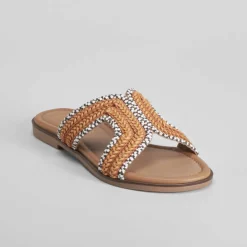 Online Sandalia plana tiras trenza marrón PICCOLA PIU Mujer Sandalias Planas