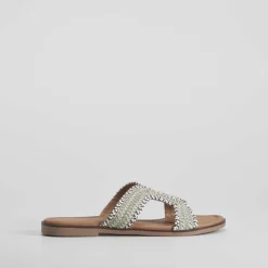 Best Sandalia plana tiras trenza gris PICCOLA PIU Mujer Sandalias Planas