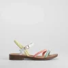 Sandalia plana tiras trenzada multicolor Mujer Sandalias Planas