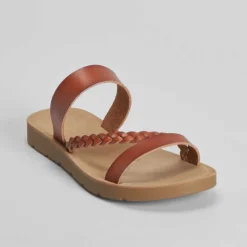 Sandalia plana trenza marrón Mujer Sandalias Planas