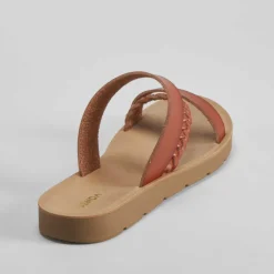 Sandalia plana trenza marrón Mujer Sandalias Planas