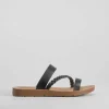 Hot Sandalia plana trenza negra Mujer Sandalias Planas