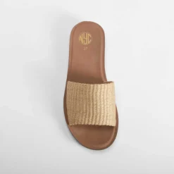 Discount Sandalia planta rafia beige Mujer Sandalias Planas