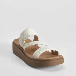 Clearance Sandalia plataforma trenzada blanca Mujer Sandalias Plataforma