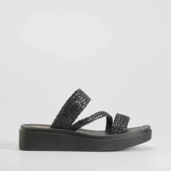 Hot Sandalia plataforma trenzada negra Mujer Sandalias Plataforma