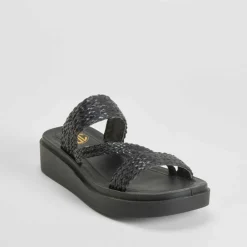 Hot Sandalia plataforma trenzada negra Mujer Sandalias Plataforma