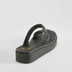 Hot Sandalia plataforma trenzada negra Mujer Sandalias Plataforma